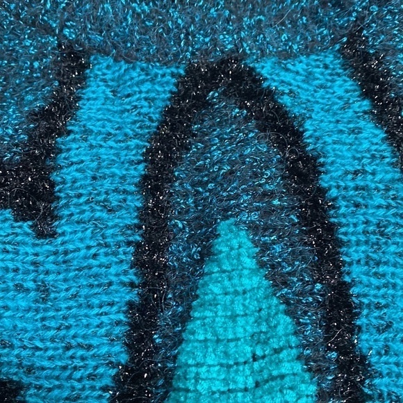 VINTAGE 80s BELDOCH POPPER Metallic Chunky Knit Pullover Sweater Holiday Medium - Picture 5 of 6